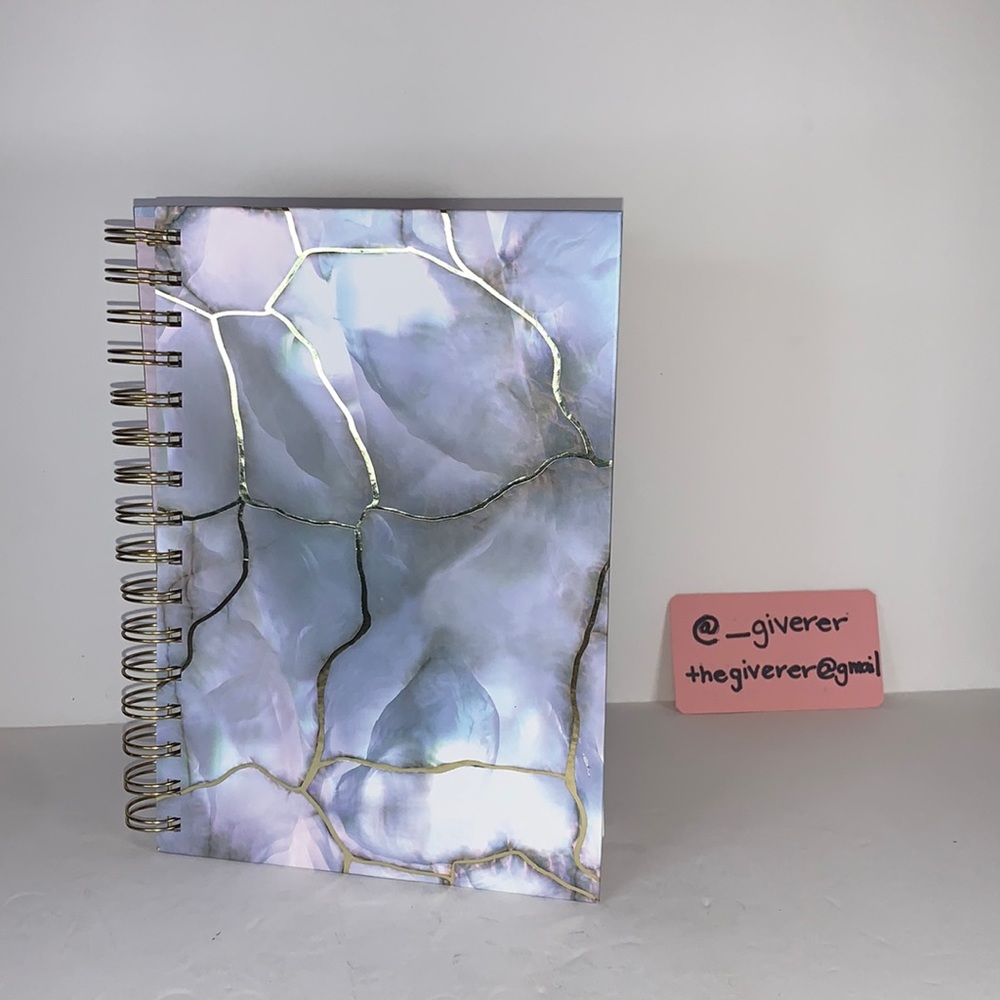 Purple Gold Foil Marble Hardcover Spiral Notebook